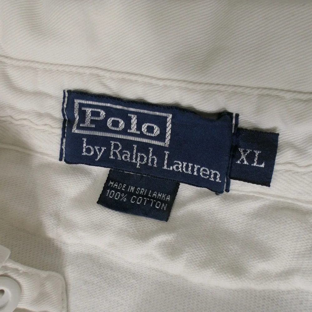 Polo Ralph Lauren Mens Rugby Shirt XL White Preppy Elbow Patch Long Sleeve